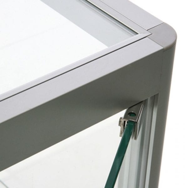 Glasskab Showcase med underskab - glasvitrine sølv LED lys  