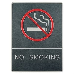 Dørskilt NO SMOKING med blindeskrift  