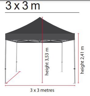 Event Tent Lux 3x3m alu/sølv med sort top  