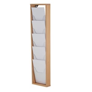 Wooden Brochureholder Wall Natural wood 5xA4  