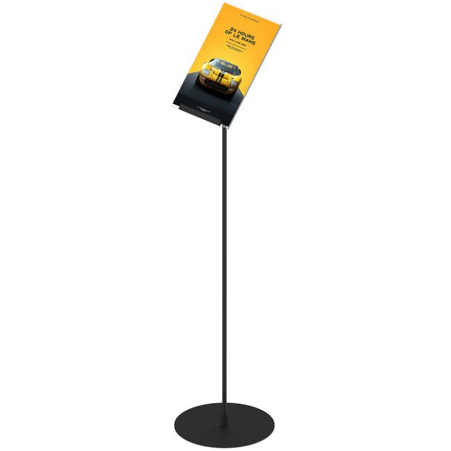 Design Stand. gulvstand med vinklet holder, vertikal A4 akrylholder, sort  
