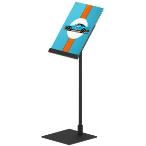 Design Stand. bord skilt med vinklet holder, vertikal A5 akrylholder, sort  