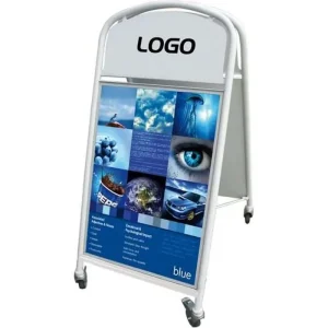 Gadeskilt Ellipse Lux A1 60x85 cm hvid med hjul  