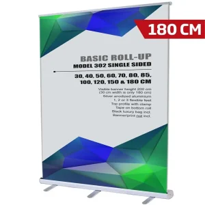 Basic Roll-up enkeltsidet alu/sølv 180 cm incl. bannerprint  