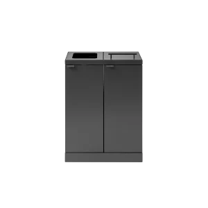 Affaldssystem 2x45L Løftelåg og åbne indkast stål Antracit Bica 886 Erhverv  