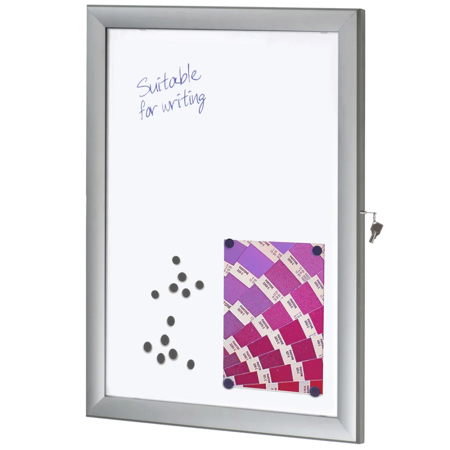 Infobox med Lås (Magnetic Slim), 4 x A4, alu/sølv  
